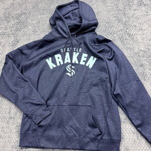 Official NHL Seattle Kraken Men's Fleece Hoodie - Navy Blue Heather Size Medium